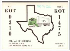 KOT-1475 Lu Shilling San Antonio Texas 1960s Vintage Postcard CB QSL 1