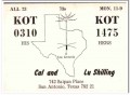 KOT-1475 Lu Shilling San Antonio Texas 1960s Vintage Postcard CB QSL 2