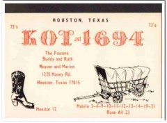 KOT-1694 Buddy Foster Houston Texas 1960s Vintage Postcard CB QSL 1