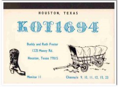 KOT-1694 Buddy Foster Houston Texas 1960s Vintage Postcard CB QSL 2