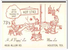 KOT-1743 H A Lee Houston Texas 1960s Vintage Postcard CB Radio QSL