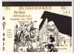 KOT-4415 Loren Clary Pasadena Texas 1960s Vintage Postcard CB QSL 2