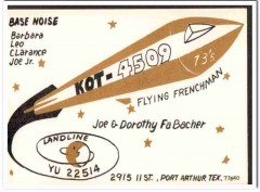 KOT-4509 Joe Fabacher Port Arthur Texas 1960s Vintage Postcard CB QSL