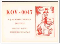 KOV-0047 B J Hewitt Hillsboro TX 1960s Vintage Postcard CB QSL Card 2