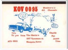 KOV-0095 Charlie Shultz Mesquite Texas 1960s Vintage Postcard CB QSL