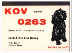 KOV-0263 Jack Cazey Franklin Texas 1960s Vintage Postcard CB Radio QSL