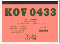 KOV-0433 Wayne Tucker Lubbock Texas 1960s Vintage Postcard CB QSL Card