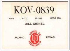 KOV-0839 Bill Sirkel Plano Texas 1960s Vintage Postcard CB Radio QSL