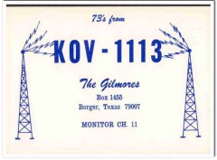 KOV-1113 Gilmore Family Borger Texas 1960s Vintage Postcard CB QSL
