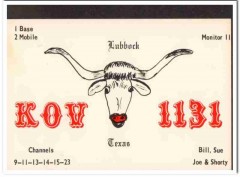 KOV-1131 Bill Sue Lubbock Texas 1960s Vintage Postcard CB Radio QSL