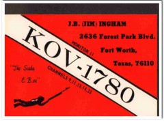 KOV-1780 Jb Jim Ingham Fort Worth Texas 1960s Vintage Postcard CB QSL
