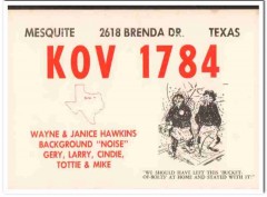 KOV-1784 Wayne Hawkins Mesquite Texas 1960s Vintage Postcard CB QSL
