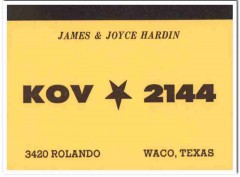 KOV-2144 James Hardin Waco Texas 1960s Vintage Postcard CB Radio QSL 1