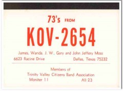 KOV-2654 James Moss Dallas Texas 1960s Vintage Postcard CB Radio QSL