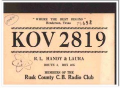 KOV-2819 Rl Handy Henderson Texas 1960s Vintage Postcard CB Radio QSL
