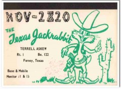 KOV-2820 Terrell Askew Forney Texas 1960s Vintage Postcard CB QSL Card
