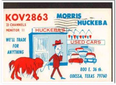 KOV-2863 Morris Huckeba Odessa Texas 1960s Vintage Postcard CB QSL