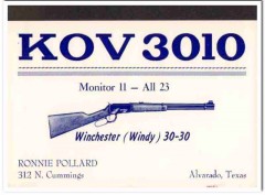 KOV-3010 Ronnie Pollard Alvarado Texas 1960s Vintage Postcard CB QSL