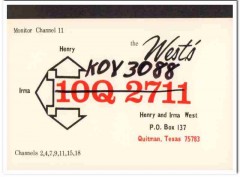 KOV-3088 Henry West Quitman Texas 1960s Vintage Postcard CB Radio QSL