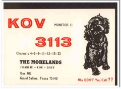 KOV-3113 Chas Moreland Grand Saline TX 1960s Vintage Postcard CB QSL