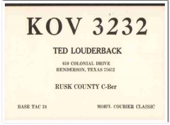 KOV-3232 Ted Louderback Henderson Texas 1960s Vintage Postcard CB QSL