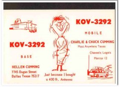 KOV-3292 Helen Cumming Dallas Texas 1960s Vintage Postcard CB QSL Card