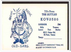 KOV-3586 Jim Suttle El Paso Texas 1960s Vintage Postcard CB QSL Card 2