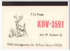 KOV-3591 Jess Hudson El Paso Texas 1960s Vintage Postcard CB QSL Card