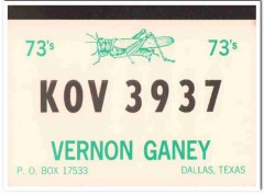 KOV-3937 Vernon Ganey Dallas Texas 1960s Vintage Postcard CB QSL Card