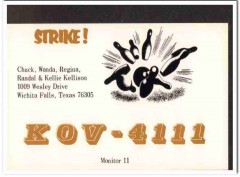 KOV-4111 Chuck Kellison Wichita Falls TX 1960s Vintage Postcard CB QSL