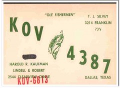 KOV-4387 T  J Silvey Dallas Texas 1960s Vintage Postcard CB QSL Card