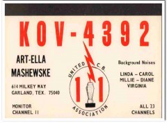 KOV-4392 Art Mashewske Garland Texas 1960s Vintage Postcard CB QSL