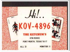 KOV-4896 Cleve Ketchum Fort Worth Texas 1960s Vintage Postcard CB QSL