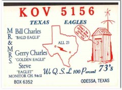 KOV-5156 Bill Charles Odessa Texas 1960s Vintage Postcard CB QSL Card