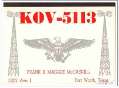KOV-5113 Frank McCaskill Fort Worth TX 1960s Vintage Postcard CB QSL