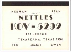 KOV-5292 Herman Nettles Texarkana TX 1960s Vintage Postcard CB QSL 1