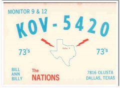 KOV-5420 Bill Nations Dallas Texas 1960s Vintage Postcard CB QSL Card