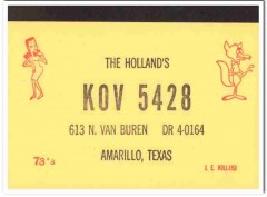KOV-5428 I E Holland Amarillo Texas 1960s Vintage Postcard CB QSL Card