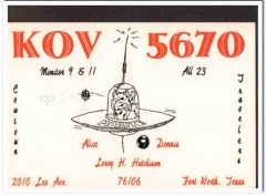 KOV-5670 Leroy Huchison Fort Worth Texas 1960s Vintage Postcard CB QSL