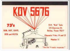 KOV-5676 R M Bob Sale Dallas Texas 1960s Vintage Postcard CB QSL Card