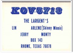 KOV-5713 Lin Largent Rhome Texas 1960s Vintage Postcard CB QSL Card