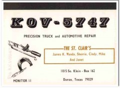 KOV-5747 James St Clair Dumas Texas 1960s Vintage Postcard CB QSL Card