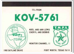 KOV-5761 Noel Lewis Ft Worth TX 1960s Vintage Postcard CB QSL Card 1