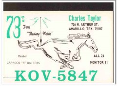 KOV-5847 Charles Taylor Amarillo Texas 1960s Vintage Postcard CB QSL 1