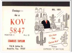 KOV-5847 Charles Taylor Amarillo Texas 1960s Vintage Postcard CB QSL 2
