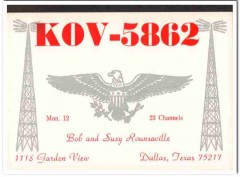 KOV-5862 Bob Rounsaville Dallas Texas 1960s Vintage Postcard CB QSL