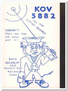 KOV-5882 Barry Goldblatt Abilene Texas 1960s Vintage Postcard CB QSL