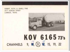 KOV-6165 Robert Fine Lubbock Texas 1960s Vintage Postcard CB QSL Card