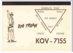KOV-7155 Chuck Geary Amarillo Texas 1960s Vintage Postcard CB QSL Card