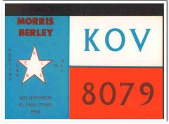 KOV-8079 Morris Berley El Paso Texas 1960s Vintage Postcard CB QSL